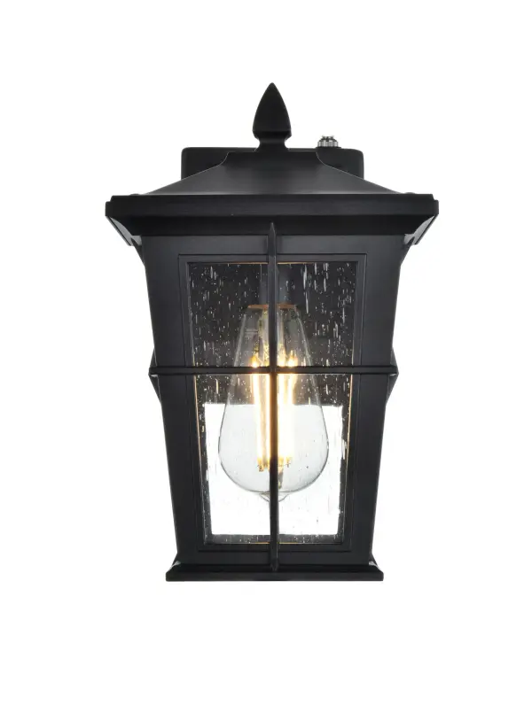 Dimensions
Length: 5"
Width: 7"
Height: 11.5"
Extension: 8"
Wire Length: 12"
Specifications
Assembly Required: Yes
Bulb Included: No
Crystal/Glass Color: Clear
Dimmable: Yes
Distressed Finish: no
Dry/Wet/Damp: WET
ETL: Yes
Finish (Color): Black
Fixture Material: Aluminum and Glass
Hardware Finish: Black
Harware Material: Aluminum
Max/Nominal Watt: 60W
Number of Lights: 1
Product Type: Outdoor Lighting
Product Warranty: 1 year limited
Socket Type: E26
Voltage: 110V
Wattage/Bulb: 60W
Weight: 4
Wire Included: Yes
Shipment type: Small Parcel