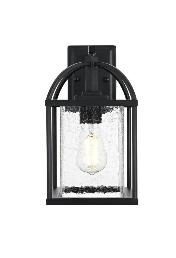 Dimensions
Width: 7"
Height: 14"
Extension: 9.5"
Wire Length: 12"
Specifications
Assembly Required: Yes
Bulb Included: No
Crystal/Glass Color: Clear
Dimmable: Yes
Distressed Finish: no
Dry/Wet/Damp: WET
ETL: Yes
Finish (Color): Black
Fixture Material: Iron and Glass
Hardware Finish: Black
Harware Material: Iron
Max/Nominal Watt: 60W
Number of Lights: 1
Product Type: Outdoor Lighting
Product Warranty: 1 year limited
Socket Type: E26
Voltage: 110V
Wattage/Bulb: 60W
Weight: 6
Wire Included: Yes
Shipment type: Small Parcel