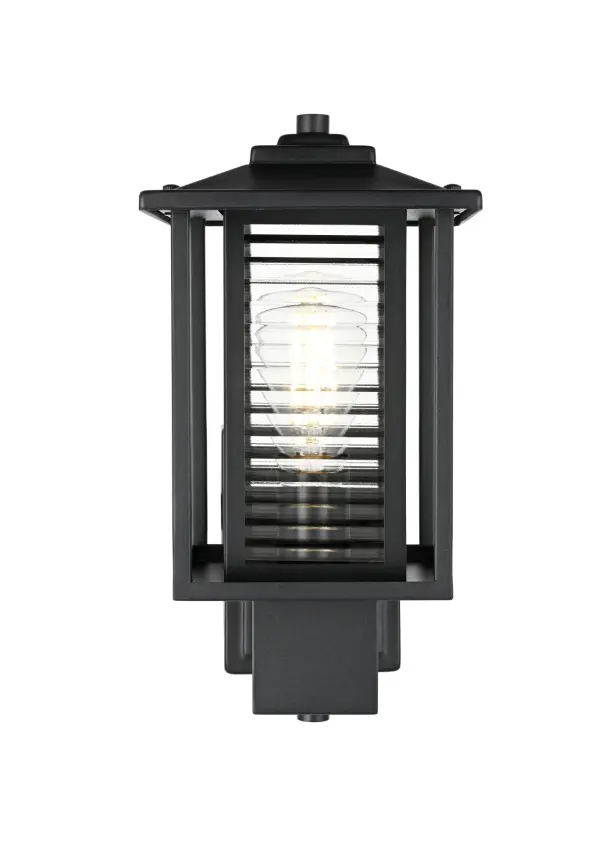 Dimensions
Width: 7"
Height: 14"
Extension: 8.5"
Wire Length: 12"
Specifications
Assembly Required: Yes
Bulb Included: No
Crystal/Glass Color: Clear
Dimmable: Yes
Distressed Finish: no
Dry/Wet/Damp: WET
ETL: Yes
Finish (Color): Black
Fixture Material: Iron and Glass
Hardware Finish: Black
Harware Material: Iron
Max/Nominal Watt: 60W
Number of Lights: 1
Product Type: Outdoor Lighting
Product Warranty: 1 year limited
Socket Type: E26
Voltage: 110V
Wattage/Bulb: 60W
Weight: 5
Wire Included: Yes
Shipment type: Small Parcel