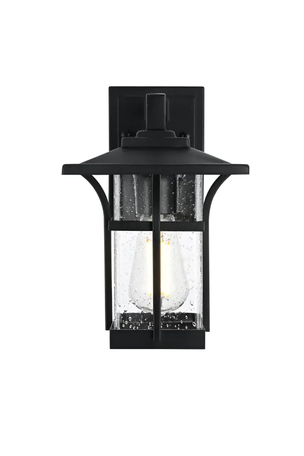 Dimensions
Width: 7"
Height: 11"
Extension: 8"
Wire Length: 12"
Specifications
Assembly Required: Yes
Bulb Included: No
Crystal/Glass Color: Clear
Dimmable: Yes
Distressed Finish: no
Dry/Wet/Damp: WET
ETL: Yes
Finish (Color): Black
Fixture Material: Iron and Glass
Hardware Finish: Black
Harware Material: Iron
Max/Nominal Watt: 60W
Number of Lights: 1
Product Type: Outdoor Lighting
Product Warranty: 1 year limited
Socket Type: E26
Voltage: 110V
Wattage/Bulb: 60W
Weight: 4
Wire Included: Yes
Shipment type: Small Parcel