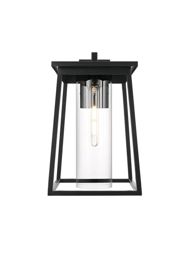 Dimensions
Width: 11"
Height: 18"
Extension: 11.5"
Wire Length: 12"
Specifications
Assembly Required: Yes
Bulb Included: No
Dimmable: No
Distressed Finish: no
Dry/Wet/Damp: WET
ETL: Yes
Finish (Color): Black
Fixture Material: Iron and Glass
Hardware Finish: Black
Harware Material: Iron
Max/Nominal Watt: 60W
Number of Lights: 1
Product Shape: Trapezoid
Product Type: Outdoor Lighting
Product Warranty: 1 year limited
Socket Type: E26
UL & ULC Standard: No
Voltage: 110V
Wattage/Bulb: 60W
11
Wire Included: Yes
Shipment type: Small Parcel