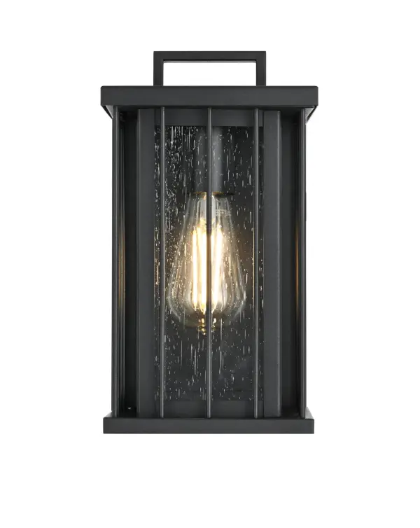 Dimensions
Width: 6.5"
Height: 12"
Extension: 5.5"
Wire Length: 12"
Specifications
Assembly Required: Yes
Bulb Included: No
Crystal/Glass Color: Clear
Dimmable: Yes
Distressed Finish: no
Dry/Wet/Damp: WET
ETL: Yes
Finish (Color): Black
Fixture Material: Iron and Glass
Hardware Finish: Black
Harware Material: Iron
Max/Nominal Watt: 60W
Number of Lights: 1
Product Shape: Rectangle
Product Type: Outdoor Lighting
Product Warranty: 1 year limited
Socket Type: E26
Voltage: 110V
Wattage/Bulb: 60W
Weight: 5
Wire Included: Yes
Shipment type: Small Parcel