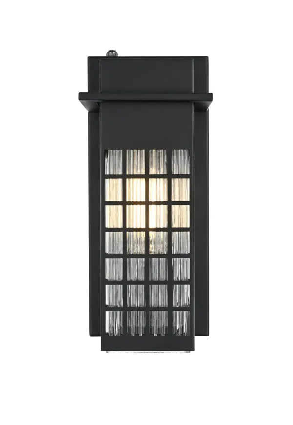 Dimensions
Width: 5"
Height: 12"
Extension: 5"
Wire Length: 12"
Specifications
Assembly Required: Yes
Bulb Included: No
Crystal/Glass Color: Clear
Dimmable: Yes
Distressed Finish: no
Dry/Wet/Damp: WET
ETL: Yes
Finish (Color): Black
Fixture Material: Iron and Glass
Hardware Finish: Black
Harware Material: Iron
Max/Nominal Watt: 60W
Number of Lights: 1
Product Shape: Rectangle
Product Type: Outdoor Lighting
Product Warranty: 1 year limited
Socket Type: E26
Voltage: 110V
Wattage/Bulb: 60W
Weight: 4
Wire Included: Yes
Shipment type: Small Parcel