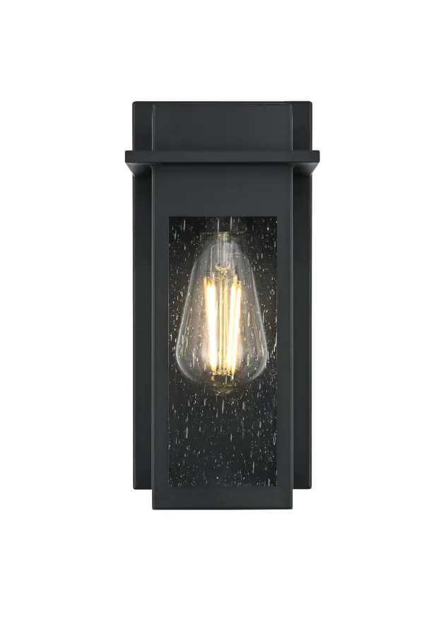 Dimensions
Width: 5"
Height: 11"
Extension: 5.5"
Wire Length: 12"
Specifications
Assembly Required: Yes
Bulb Included: No
Crystal/Glass Color: Clear
Dimmable: Yes
Distressed Finish: no
Dry/Wet/Damp: WET
ETL: Yes
Finish (Color): Black
Fixture Material: Iron and Glass
Hardware Finish: Black
Harware Material: Iron
Max/Nominal Watt: 60W
Number of Lights: 1
Product Shape: Rectangle
Product Type: Outdoor Lighting
Product Warranty: 1 year limited
Socket Type: E26
Voltage: 110V
Wattage/Bulb: 60W
Weight: 3
Wire Included: Yes
Shipment type: Small Parcel