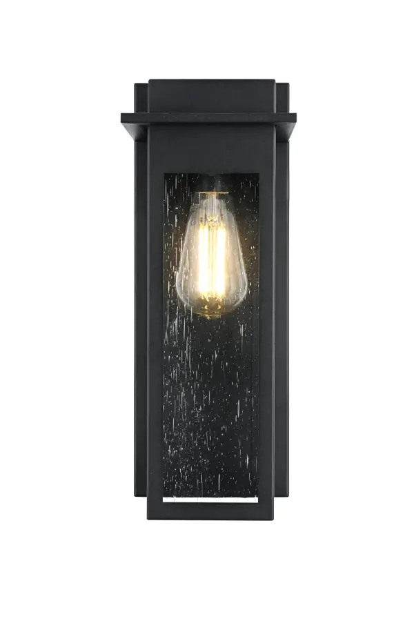 Dimensions
Width: 5.5"
Height: 15"
Extension: 6"
Wire Length: 12"
Specifications
Assembly Required: Yes
Bulb Included: No
Crystal/Glass Color: Clear
Dimmable: Yes
Distressed Finish: no
Dry/Wet/Damp: WET
ETL: Yes
Finish (Color): Black
Fixture Material: Iron and Glass
Hardware Finish: Black
Harware Material: Iron
Max/Nominal Watt: 60W
Number of Lights: 1
Product Shape: Rectangle
Product Type: Outdoor Lighting
Product Warranty: 1 year limited
Socket Type: E26
Voltage: 110V
Wattage/Bulb: 60W
Weight: 5
Wire Included: Yes
Shipment type: Small Parcel