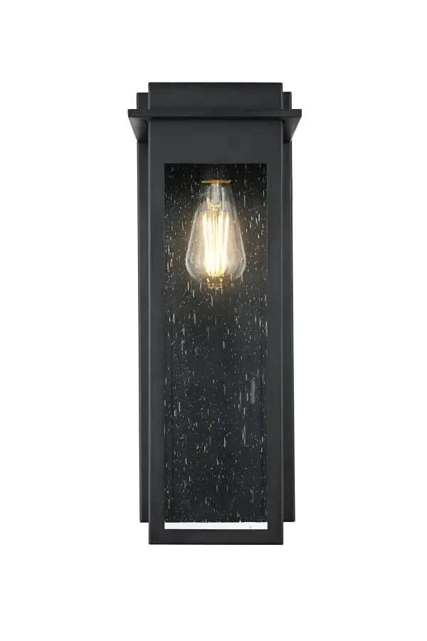 Dimensions
Width: 6.5"
Height: 18.5"
Extension: 7"
Wire Length: 12"
Specifications
Assembly Required: Yes
Bulb Included: No
Crystal/Glass Color: Clear
Dimmable: Yes
Distressed Finish: no
Dry/Wet/Damp: WET
ETL: Yes
Finish (Color): Black
Fixture Material: Iron and Glass
Hardware Finish: Black
Harware Material: Iron
Max/Nominal Watt: 60W
Number of Lights: 1
Product Shape: Rectangle
Product Type: Outdoor Lighting
Product Warranty: 1 year limited
Socket Type: E26
Voltage: 110V
Wattage/Bulb: 60W
Weight: 6
Wire Included: Yes
Shipment type: Small Parcel