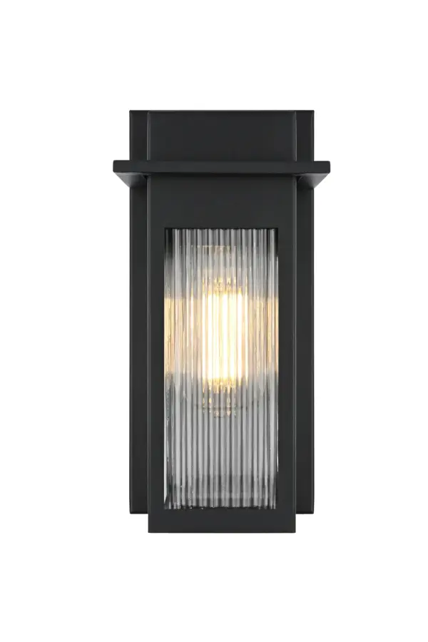 Dimensions
Width: 5"
Height: 11"
Extension: 5.5"
Wire Length: 12"
Specifications
Assembly Required: Yes
Bulb Included: No
Crystal/Glass Color: Clear
Dimmable: Yes
Distressed Finish: no
Dry/Wet/Damp: WET
ETL: Yes
Finish (Color): Black
Fixture Material: Iron and Glass
Hardware Finish: Black
Harware Material: Iron
Max/Nominal Watt: 60W
Number of Lights: 1
Product Shape: Rectangle
Product Type: Outdoor Lighting
Product Warranty: 1 year limited
Socket Type: E26
Voltage: 110V
Wattage/Bulb: 60W
Weight: 4
Wire Included: Yes
Shipment type: Small Parcel