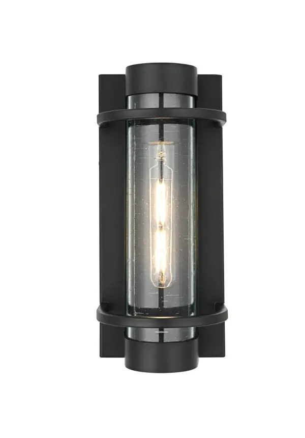 Dimensions
Width: 5.5"
Height: 12.5"
Extension: 6"
Wire Length: 12"
Specifications
Assembly Required: Yes
Bulb Included: No
Crystal/Glass Color: Clear
Dimmable: Yes
Distressed Finish: no
Dry/Wet/Damp: WET
ETL: Yes
Finish (Color): Black
Fixture Material: Iron and Glass
Hardware Finish: Black
Harware Material: Iron
Max/Nominal Watt: 60W
Number of Lights: 1
Product Shape: Rectangle
Product Type: Outdoor Lighting
Product Warranty: 1 year limited
Socket Type: E26
Voltage: 110V
Wattage/Bulb: 60W
Weight: 4
Wire Included: Yes
Shipment type: Small Parcel