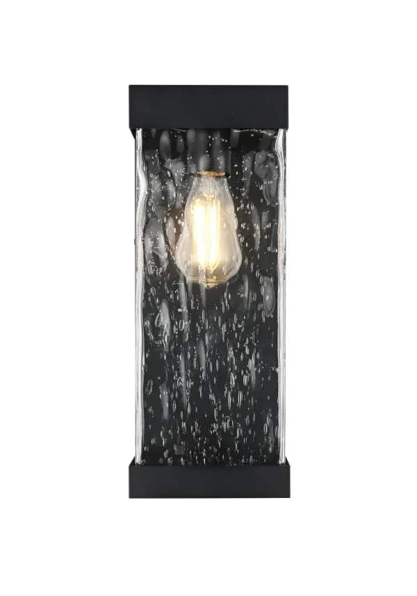 Dimensions
Width: 6"
Height: 16"
Extension: 4"
Wire Length: 12"
Specifications
Assembly Required: Yes
Bulb Included: No
Crystal/Glass Color: Clear
Dimmable: Yes
Distressed Finish: no
Dry/Wet/Damp: WET
ETL: Yes
Finish (Color): Black
Fixture Material: Iron and Glass
Hardware Finish: Black
Harware Material: Iron
Max/Nominal Watt: 60W
Number of Lights: 1
Product Shape: Rectangle
Product Type: Outdoor Lighting
Product Warranty: 1 year limited
Socket Type: E26
Voltage: 110V
Wattage/Bulb: 60W
Weight: 5
Wire Included: Yes
Shipment type: Small Parcel