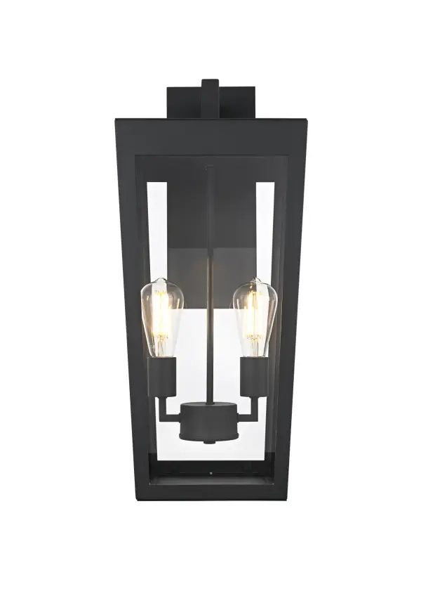 Dimensions
Width: 10"
Height: 24"
Extension: 11"
Wire Length: 8.2"
Specifications
Assembly Required: Yes
Bulb Included: No
Dimmable: Yes
Distressed Finish: No
Dry/Wet/Damp: WET
ETL: Yes
Finish (Color): Black
Fixture Material: Iron and Glass
Hardware Finish: Black
Harware Material: Iron
Max/Nominal Watt: 80W
Number of Lights: 2
Product Shape: Rectangle
Product Type: Outdoor Lighting
Product Warranty: 1 year limited
Socket Type: E26
UL & ULC Standard: No
Voltage: 110V
Wattage/Bulb: 40W
9
Wire Included: Yes
Shipment type: Small Parcel