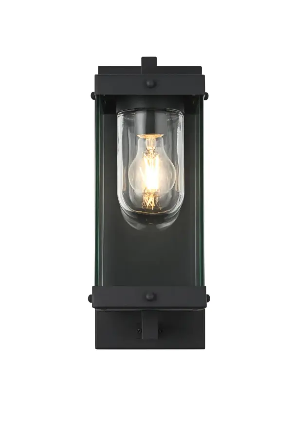 Dimensions
Width: 6"
Height: 15"
Extension: 8"
Wire Length: 8.2"
Specifications
Assembly Required: Yes
Bulb Included: No
Dimmable: Yes
Distressed Finish: No
Dry/Wet/Damp: WET
ETL: Yes
Finish (Color): Black
Fixture Material: Iron and Glass
Hardware Finish: Black
Harware Material: Iron
Max/Nominal Watt: 40W
Number of Lights: 1
Product Shape: Rectangle
Product Type: Outdoor Lighting
Product Warranty: 1 year limited
Socket Type: E26
UL & ULC Standard: No
Voltage: 110V
Wattage/Bulb: 40W
5
Wire Included: Yes
Shipment type: Small Parcel