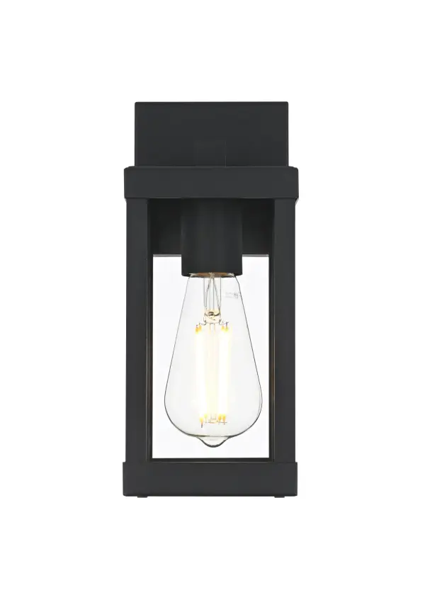 Dimensions
Width: 4"
Height: 11"
Extension: 6"
Wire Length: 8.2"
Specifications
Assembly Required: Yes
Bulb Included: No
Dimmable: Yes
Distressed Finish: No
Dry/Wet/Damp: WET
ETL: Yes
Finish (Color): Black
Fixture Material: Iron and Glass
Hardware Finish: Black
Harware Material: Iron
Max/Nominal Watt: 40W
Number of Lights: 1
Product Shape: Rectangle
Product Type: Outdoor Lighting
Product Warranty: 1 year limited
Socket Type: E26
UL & ULC Standard: No
Voltage: 110V
Wattage/Bulb: 40W
2
Wire Included: Yes
Shipment type: Small Parcel