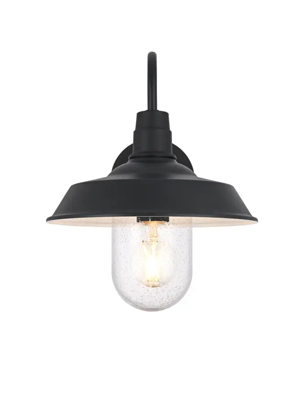Dimensions
Width: 10"
Height: 13"
Extension: 15"
Wire Length: 8.2"
Specifications
Assembly Required: Yes
Bulb Included: No
Dimmable: Yes
Distressed Finish: No
Dry/Wet/Damp: WET
ETL: Yes
Finish (Color): Black
Fixture Material: Iron and Aluminum and Glass
Hardware Finish: Black
Harware Material: Iron and aluminum
Max/Nominal Watt: 40W
Number of Lights: 1
Product Shape: Dome
Product Type: Outdoor Lighting
Product Warranty: 1 year limited
Socket Type: E26
UL & ULC Standard: No
Voltage: 110V
Wattage/Bulb: 40W
3
Wire Included: Yes
Shipment type: Small Parcel