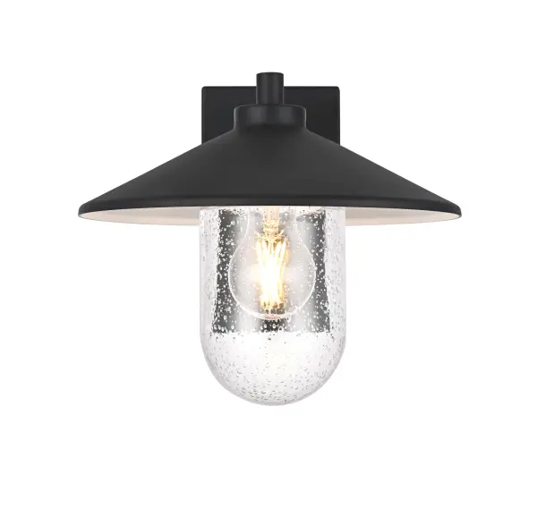 Dimensions
Width: 10"
Height: 10"
Extension: 12"
Wire Length: 8.2"
Specifications
Assembly Required: Yes
Bulb Included: No
Dimmable: Yes
Distressed Finish: No
Dry/Wet/Damp: WET
ETL: Yes
Finish (Color): Black
Fixture Material: Iron and Glass
Hardware Finish: Black
Harware Material: Iron
Max/Nominal Watt: 40W
Number of Lights: 1
Product Shape: Dome
Product Type: Outdoor Lighting
Product Warranty: 1 year limited
Socket Type: E26
UL & ULC Standard: No
Voltage: 110V
Wattage/Bulb: 40W
3
Wire Included: Yes
Shipment type: Small Parcel