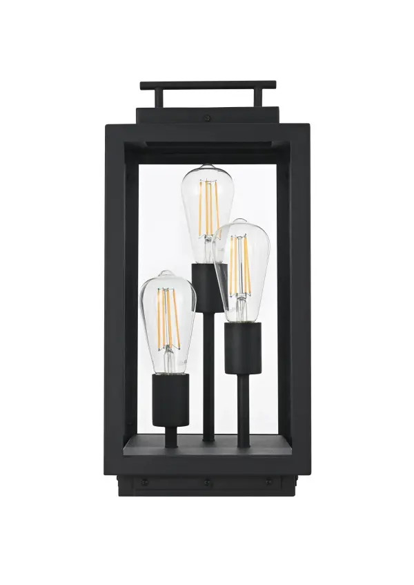 Dimensions
Width: 8"
Height: 18"
Extension: 0"
Wire Length: 8.2"
Specifications
Assembly Required: Yes
Bulb Included: No
Dimmable: Yes
Distressed Finish: No
Dry/Wet/Damp: WET
ETL: Yes
Finish (Color): Black
Fixture Material: Iron and Glass
Hardware Finish: Black
Harware Material: Iron
Max/Nominal Watt: 120W
Number of Lights: 3
Product Shape: Rectangle
Product Type: Outdoor Lighting
Product Warranty: 1 year limited
Socket Type: E26
UL & ULC Standard: No
Voltage: 110V
Wattage/Bulb: 40W
10
Wire Included: Yes
Shipment type: Small Parcel
