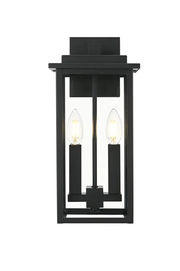 Dimensions
Width: 7"
Height: 15"
Extension: 5.5"
Wire Length: 8"
Specifications
Assembly Required: Yes
Bulb Included: No
Crystal/Glass Color: Clear
Dimmable: Yes
Distressed Finish: no
Dry/Wet/Damp: WET
ETL: Yes
Finish (Color): Black
Fixture Material: Iron and Glass
Hardware Finish: Black
Harware Material: Iron
Max/Nominal Watt: 80W
Number of Lights: 2
Product Shape: Square
Product Type: Outdoor Lighting
Product Warranty: 1 year limited
Socket Type: E12
Voltage: 110V
Wattage/Bulb: 40W
Weight: 5
Wire Included: Yes
Shipment type: Small Parcel