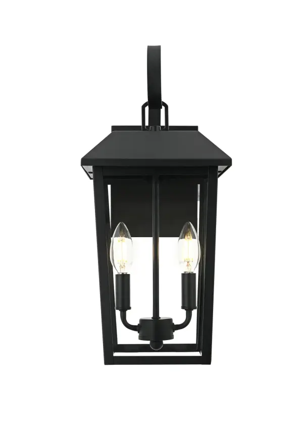 Dimensions
Width: 8"
Height: 18"
Extension: 9"
Wire Length: 8"
Specifications
Assembly Required: Yes
Bulb Included: No
Crystal/Glass Color: Clear
Dimmable: Yes
Distressed Finish: no
Dry/Wet/Damp: WET
ETL: Yes
Finish (Color): Black
Fixture Material: Iron and Glass
Hardware Finish: Black
Harware Material: Iron
Max/Nominal Watt: 80W
Number of Lights: 2
Product Shape: Square
Product Type: Outdoor Lighting
Product Warranty: 1 year limited
Socket Type: E12
Voltage: 110V
Wattage/Bulb: 40W
Weight: 7
Wire Included: Yes
Shipment type: Small Parcel