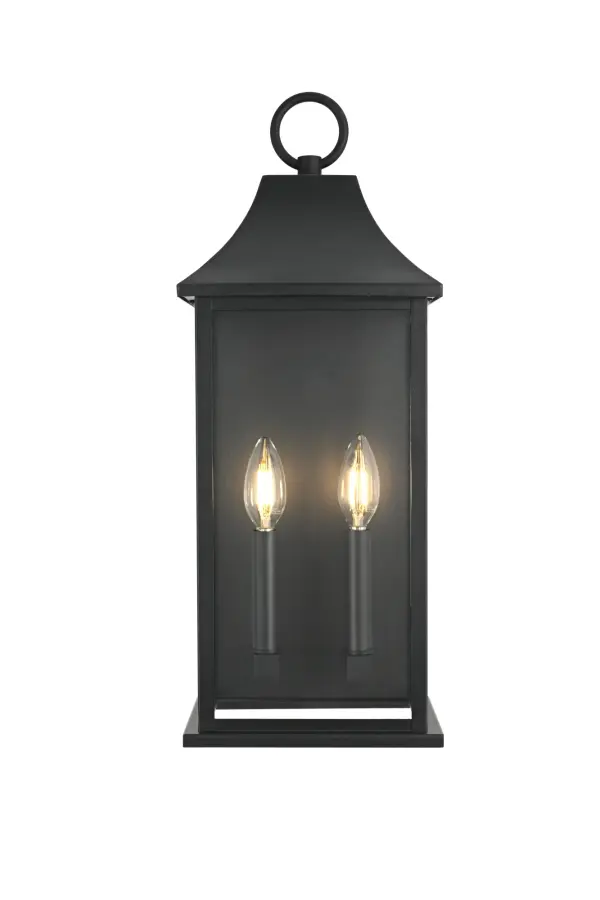 Dimensions
Width: 8"
Height: 20.5"
Extension: 6"
Wire Length: 20"
Specifications
Assembly Required: Yes
Bulb Included: No
Crystal/Glass Color: Clear
Dimmable: Yes
Distressed Finish: no
Dry/Wet/Damp: WET
ETL: Yes
Finish (Color): Black
Fixture Material: Iron and Glass
Hardware Finish: Black
Harware Material: Iron
Max/Nominal Watt: 80W
Number of Lights: 2
Product Shape: Square
Product Type: Outdoor Lighting
Product Warranty: 1 year limited
Socket Type: E12
Voltage: 110V
Wattage/Bulb: 40W
Weight: 7
Wire Included: Yes
Shipment type: Small Parcel