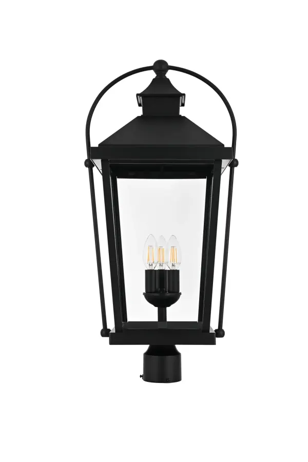Dimensions
Length: 14"
Width: 11"
Height: 27"
Wire Length: 7"
Specifications
Assembly Required: No
Bulb Included: No
Bulb Shape: ST18
Dimmable: No
Distressed Finish: No
Dry/Wet/Damp: WET
ETL: Yes
Finish (Color): Black and Clear
Fixture Material: Iron and Aluminum and Glass
Hardware Finish: Black
Harware Material: Aluminium and Iron
Max/Nominal Watt: 120W
Number of Lights: 3
Product Shape: Trapezoid
Product Type: Outdoor Lighting
Product Warranty: 5 year limited
Socket Type: E12
Voltage: 110V - 120V
Wattage/Bulb: 40W
15
Wire Included: Yes
Shipment type: Small Parcel