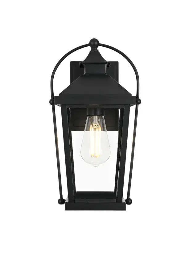 Dimensions
Width: 8"
Height: 14"
Extension: 7"
Wire Length: 7"
Specifications
Assembly Required: No
Bulb Included: No
Bulb Shape: A19
Dimmable: No
Distressed Finish: No
Dry/Wet/Damp: WET
ETL: Yes
Finish (Color): Black and Clear
Fixture Material: Iron and Aluminum and Glass
Hardware Finish: Black
Harware Material: Aluminium and Iron
Max/Nominal Watt: 40W
Number of Lights: 1
Product Shape: Trapezoid
Product Type: Outdoor Lighting
Product Warranty: 5 year limited
Socket Type: E26
Voltage: 110V - 120V
Wattage/Bulb: 40W
5
Wire Included: Yes
Shipment type: Small Parcel