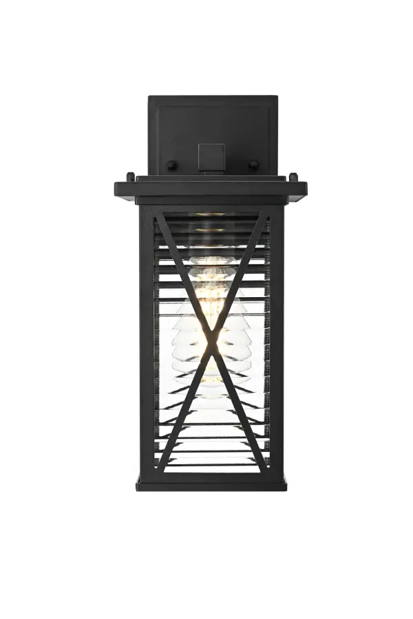 Dimensions
Width: 6"
Height: 12"
Extension: 6.5"
Wire Length: 7"
Specifications
Assembly Required: No
Bulb Included: No
Bulb Shape: A19
Dimmable: No
Distressed Finish: No
Dry/Wet/Damp: WET
ETL: Yes
Finish (Color): Black and Clear
Fixture Material: Aluminum And Glass
Hardware Finish: Black
Harware Material: Aluminium
Max/Nominal Watt: 40W
Number of Lights: 1
Product Shape: Rectangle
Product Type: Outdoor Lighting
Product Warranty: 5 year limited
Socket Type: E26
Voltage: 110V - 120V
Wattage/Bulb: 40W
4
Wire Included: Yes
Shipment type: Small Parcel
