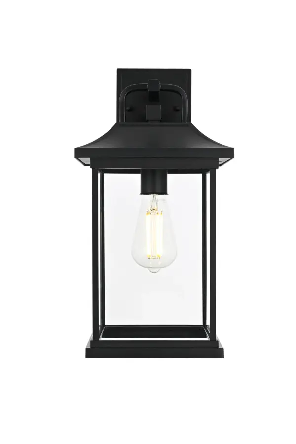 Dimensions
Width: 8"
Height: 16"
Extension: 7"
Wire Length: 7"
Specifications
Assembly Required: No
Bulb Included: No
Bulb Shape: T10
Dimmable: No
Distressed Finish: No
Dry/Wet/Damp: WET
ETL: Yes
Finish (Color): Black and Clear
Fixture Material: Aluminum And Glass
Hardware Finish: Black
Harware Material: Aluminium
Max/Nominal Watt: 40W
Number of Lights: 1
Product Shape: Lantern
Product Type: Outdoor Lighting
Product Warranty: 5 year limited
Socket Type: E26
Voltage: 110V - 120V
Wattage/Bulb: 40W
6
Wire Included: Yes
Shipment type: Small Parcel