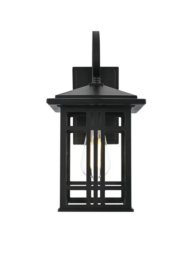 Dimensions
Width: 7.5"
Height: 15"
Extension: 9"
Wire Length: 7"
Specifications
Assembly Required: No
Bulb Included: No
Bulb Shape: ST58
Dimmable: No
Distressed Finish: No
Dry/Wet/Damp: WET
ETL: Yes
Finish (Color): Black and Clear
Fixture Material: Aluminum And Glass
Hardware Finish: Black
Harware Material: Aluminium
Max/Nominal Watt: 40W
Number of Lights: 1
Product Shape: Lantern
Product Type: Outdoor Lighting
Product Warranty: 5 year limited
Socket Type: E26
Voltage: 110V - 120V
Wattage/Bulb: 40W
6
Wire Included: Yes
Shipment type: Small Parcel