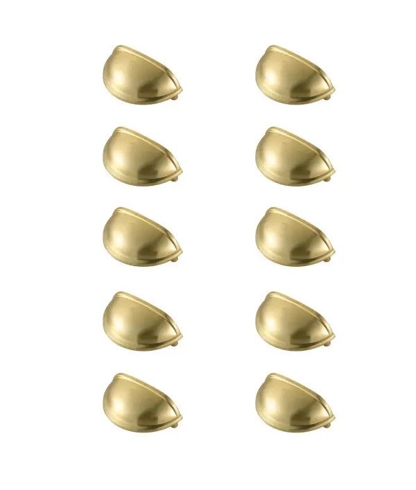 The classic cup pulls are a perfect upgrade to any kitchen, bathroom, or furniture. They are easy to install and provides a beautiful accent to your furniture. Each of the hardware conveniently comes with two sets of mounting screws to save your time and trip to the hardware store. The ten pack hardware is packaged individually to protect scratches of your timeless investment during shipping. Collection: Atticus Rooms: Bathroom, Kitchen Finish: Brushed Gold Width: 1.90" Height: 1.20" Length: 3.40" Weight: 1.50 lb Extension from Wall: 1.20" Material: Metal Country of Origin: China Manufacturer Warranty: 1 year limited