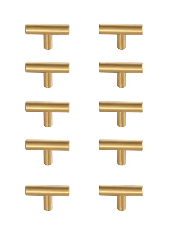 The stunning bar pulls are an instant dramatic upgrade to any kitchen, bathroom, or furniture. They are easy to install and provides a bold statement to your furniture. Each of the hardware conveniently comes with two sets of mounting screws to save your time and trip to the hardware store. The ten pack hardware is packaged individually to protect scratches of your timeless investment during shipping. Collection: Quinn Rooms: Bathroom, Kitchen Finish: Brass Width: 0.50" Height: 1.30" Length: 2.00" Weight: 0.50 lb Extension from Wall: 1.30" Material: Metal Country of Origin: China Manufacturer Warranty: 1 year limited