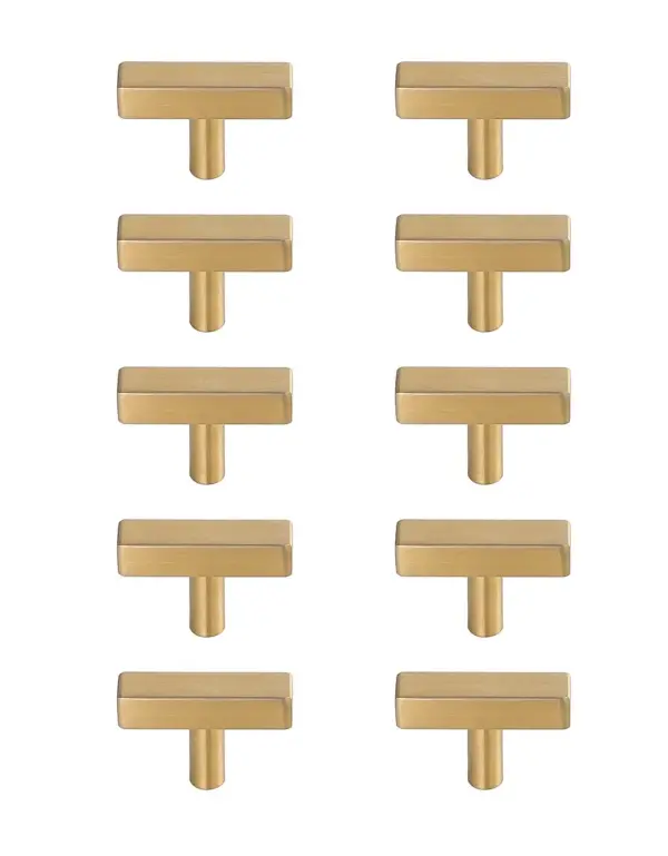 The stunning bar pulls are an instant dramatic upgrade to any kitchen, bathroom, or furniture. They are easy to install and provides a bold statement to your furniture. Each of the hardware conveniently comes with two sets of mounting screws to save your time and trip to the hardware store. The ten pack hardware is packaged individually to protect scratches of your timeless investment during shipping. Collection: Dior Rooms: Bathroom, Kitchen Finish: Brass Width: 0.50" Height: 1.40" Length: 2.00" Weight: 0.50 lb Extension from Wall: 1.40" Material: Metal Country of Origin: China Manufacturer Warranty: 1 year limited