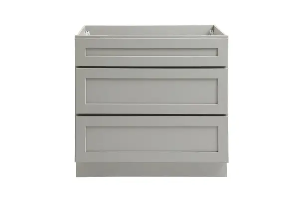Installation Manual
Specification Sheet
Dimensions
Length: 36"
Width: 24"
Height: 34.5"
Specifications
Assembly Required: Yes
Distressed Finish: No
Finish (Color): Grey
Rubberwood and Plywood
Product Shape: Rectangle
Product Type: Kitchen Sink Base Cabinet
Product Warranty: 1 year limited
Weight: 76.5
Wire Included: No
Wood Type: Rubberwood
Shipment type: Small Parcel
Drawers
Drawers Included: Yes
Number of Drawers: 3