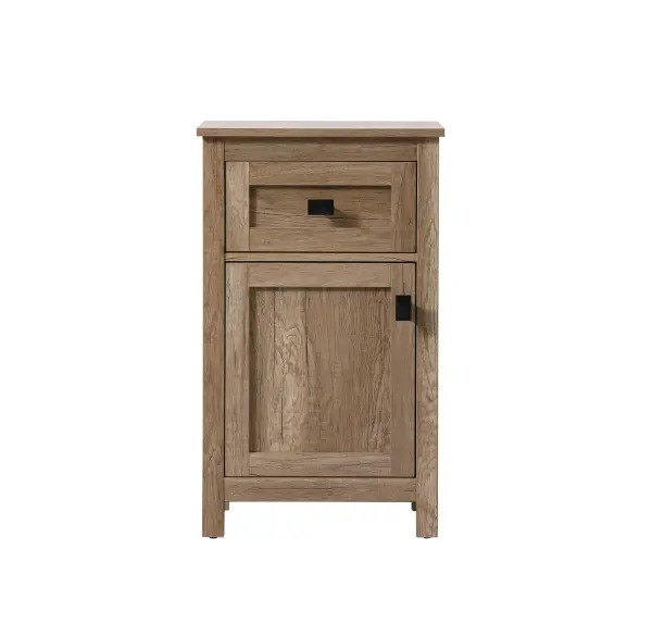 Specification Sheet
Dimensions
Length: 18"
Width: 13"
Height: 30"
Table Top Width: 18"
Specifications
Assembly Required: NO
Distressed Finish: NO
Finish (Color): Natural Oak
Cabinet Material: MDF
Hardware Finish: Black
Harware Material: Zinc Alloy
Product Shape: Rectangle
Product Type: Bathroom Storage Cabinet
Product Warranty: 1 year limited
Weight: 35
Wire Included: No
Wood Type: MDF
Shipment type: Small Parcel
US Shipping Cost: $39.00
Drawers
Drawers Included: YES
Number of Drawers: 1
False Drawers: NO
Drawer Width: 13.9
Drawer Depth: 10.43
Drawer Height: 6.61
Drawer Handle Designs: Bar pull
Shelves
Number of Shelves: 0
Cabinets
Number of Cabinets: 1
Cabinet Interior Width: 13.9
Cabinet Interior Depth: 11.02
Cabinet Interior Height: 15.91