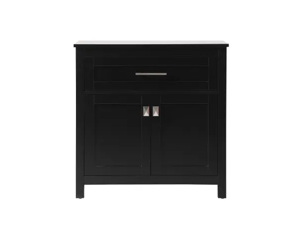Specification Sheet
Dimensions
Length: 30"
Width: 16"
Height: 30"
Table Top Width: 30"
Specifications
Assembly Required: NO
Distressed Finish: NO
Finish (Color): Black
Cabinet Material: MDF
Hardware Finish: Brushed nickel
Harware Material: Zinc Alloy
Product Shape: Rectangle
Product Type: Bathroom Storage Cabinet
Product Warranty: 1 year limited
Weight: 54
Wire Included: No
Wood Type: MDF
Shipment type: Oversized Ground
US Shipping Cost: $121.00
Drawers
Drawers Included: YES
Number of Drawers: 1
False Drawers: NO
Drawer Width: 25.83
Drawer Depth: 14.37
Drawer Height: 6.61
Drawer Handle Designs: Bar pull
Shelves
Number of Shelves: 0
Cabinets
Number of Cabinets: 1
Cabinet Interior Width: 26.93
Cabinet Interior Depth: 13.98
Cabinet Interior Height: 15.91