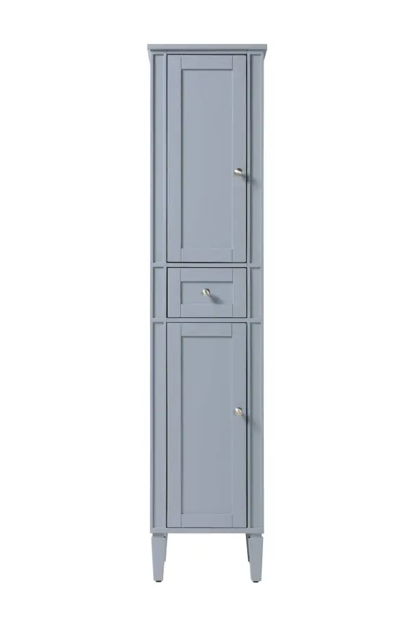 Specification Sheet
Dimensions
Length: 16"
Width: 20"
Height: 72"
Table Top Width: 16"
Specifications
Assembly Required: Yes, KD legs
Distressed Finish: NO
Finish (Color): Grey
Cabinet Material: Solid Wood and MDF
Hardware Finish: Brushed nickel
Harware Material: Aluminum alloy
Product Shape: Rectangle
Product Type: Bathroom Storage Cabinet
Product Warranty: 1 year limited
141
Wire Included: No
Wood Type: Rubberwood
Shipment type: Oversized Ground
Drawers
Drawers Included: Yes
Number of Drawers: 1
False Drawers: NO
Drawer Width: 10.6
Drawer Depth: 14
Drawer Height: 6.6
Drawer Handle Designs: Knob
Shelves
Number of Shelves: 2
Shelf Width: 10.9
Cabinets
Number of Cabinets: 2
Cabinet Interior Width: 10.9
Cabinet Interior Depth: 19.6
Cabinet Interior Height: 27.4