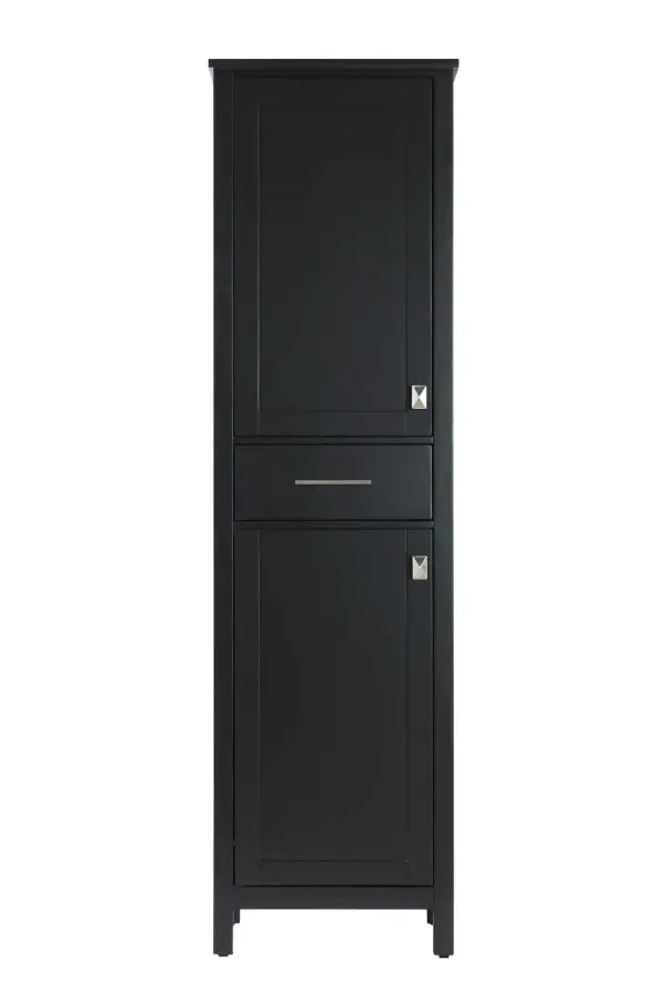 Specification Sheet
Dimensions
Length: 20"
Width: 18"
Height: 72"
Table Top Width: 20"
Specifications
Assembly Required: NO
Distressed Finish: NO
Finish (Color): Black
Cabinet Material: Solid Wood and MDF
Hardware Finish: Brushed nickel
Harware Material: Aluminum alloy
Product Shape: Rectangle
Product Type: Bathroom Storage Cabinet
Product Warranty: 1 year limited
124
Wire Included: No
Wood Type: Rubberwood
Shipment type: LTL
Drawers
Drawers Included: Yes
Number of Drawers: 1
False Drawers: NO
Drawer Width: 15.8
Drawer Depth: 14
Drawer Height: 6.1
Drawer Handle Designs: Bar pulls
Shelves
Number of Shelves: 2
Shelf Width: 16.1
Cabinets
Number of Cabinets: 2
Cabinet Interior Width: 16.1
Cabinet Interior Depth: 15.4
Cabinet Interior Height: 28.9