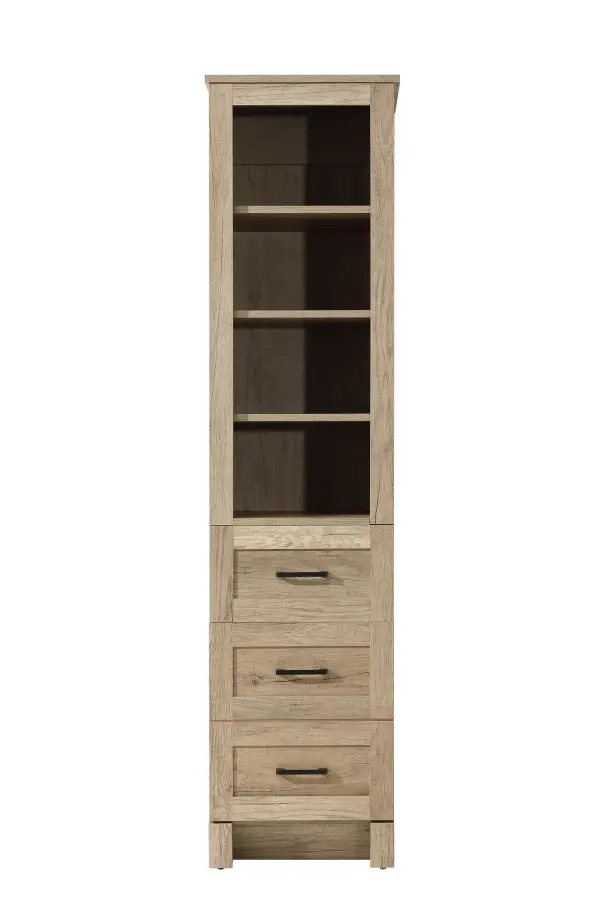 Specification Sheet
Dimensions
Length: 16"
Width: 18"
Height: 65"
Table Top Width: 16"
Specifications
Assembly Required: NO
Distressed Finish: NO
Finish (Color): Natural Oak
Cabinet Material: MDF
Hardware Finish: Black
Harware Material: Metal
Product Shape: Rectangle
Product Type: Bathroom Storage Cabinet
Product Warranty: 1 year limited
108
Wire Included: No
Shipment type: LTL
Drawers
Drawers Included: YES
Number of Drawers: 2
False Drawers: NO
Drawer Width: 15.16
Drawer Depth: 12.4
Drawer Height: DW1:8.03
DW2:16.14
Drawer Handle Designs: Bar pull
Shelves
Number of Shelves: 3
Shelf Width: 13.9
Cabinets
Number of Cabinets: 1
Cabinet Interior Width: 13.9
Cabinet Interior Depth: 16.89
Cabinet Interior Height: 35.65