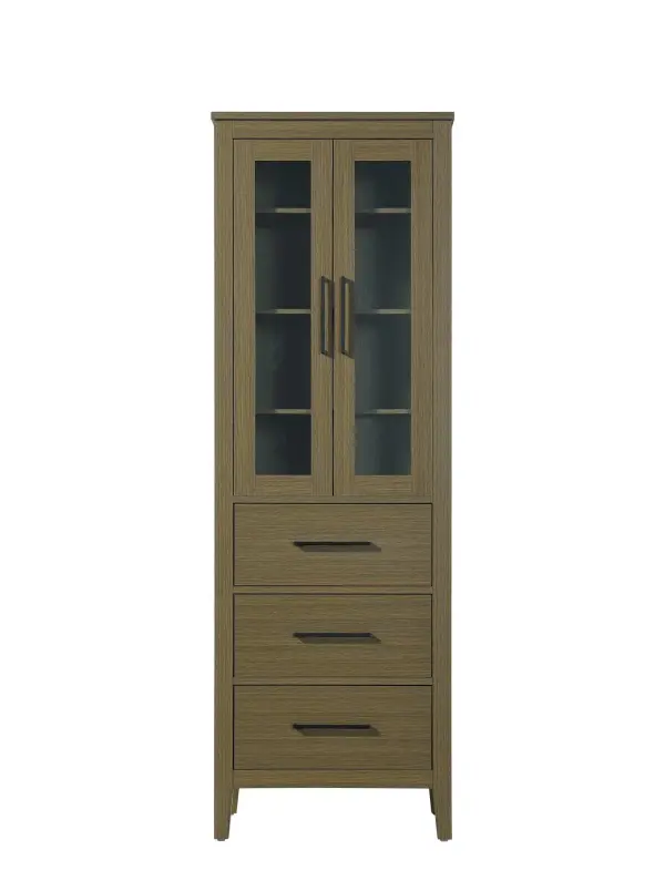 Dimensions
Length: 24"
Width: 18"
Height: 72"
Extension:
Depth:
Table Top Width: 24"
Specifications
Assembly Required: NO
Distressed Finish: NO
Finish (Color): Chestnut Brown
Cabinet Material: MDF and Solid wood and glass
Hardware Finish: Black
Harware Material: Aluminum alloy
Product Shape: Rectangle
Product Type: Bathroom Storage Cabinet
Product Warranty: 1 year limited
158
Wire Included: No
Wood Type: rubberwood
Shipment type: LTL
Drawers
Drawers Included: YES
Number of Drawers: 3
False Drawers: NO
Drawer Width: 19.375
Drawer Depth: 15.125
Drawer Height: 8.375
Drawer Handle Designs: Bar pull
Shelves
Number of Shelves: 3
Shelf Width: 21.25
Cabinets
Number of Cabinets: 1
Cabinet Interior Width: 19.375
Cabinet Interior Depth: 17.32
Cabinet Interior Height: 35.25