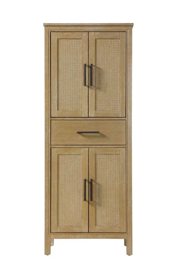 Dimensions
Length: 28"
Width: 18"
Height: 72"
Extension:
Depth:
Table Top Width: 28"
Specifications
Assembly Required: NO
Distressed Finish: NO
Finish (Color): Linen oak
Cabinet Material: MDF and Solid wood
Hardware Finish: Black
Harware Material: Aluminum alloy
Product Shape: Rectangle
Product Type: Bathroom Storage Cabinet
Product Warranty: 1 year limited
150
Wire Included: No
Wood Type: rubberwood
Shipment type: LTL
Drawers
Drawers Included: YES
Number of Drawers: 1
False Drawers: NO
Drawer Width: 23.25
Drawer Depth: 15.125
Drawer Height: 7.625
Drawer Handle Designs: Bar pull
Shelves
Number of Shelves: 2
Shelf Width: 25.25
Cabinets
Number of Cabinets: 2
Cabinet Interior Width: 23.25
Cabinet Interior Depth: 17.32
Cabinet Interior Height: 26.875,27.125