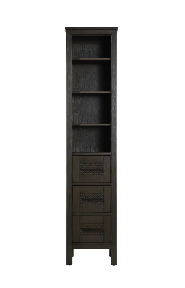 Dimensions
Length: 16"
Width: 18"
Height: 72"
Extension:
Depth:
Table Top Width: 16"
Specifications
Assembly Required: NO
Distressed Finish: NO
Finish (Color): Chocolate Oak
Cabinet Material: MDF and Solid wood
Hardware Finish: Black
Harware Material: Aluminum alloy
Product Shape: Rectangle
Product Type: Bathroom Storage Cabinet
Product Warranty: 1 year limited
119
Wire Included: No
Wood Type: rubberwood
Shipment type: LTL
Drawers
Drawers Included: YES
Number of Drawers: 3
False Drawers: NO
Drawer Width: 11.25
Drawer Depth: 15.125
Drawer Height: 8.375
Drawer Handle Designs: Bar pull
Shelves
Number of Shelves: 3
Shelf Width: 13.25
Cabinets
Number of Cabinets: 0
Cabinet Interior Width:
Cabinet Interior Depth:
Cabinet Interior Height: