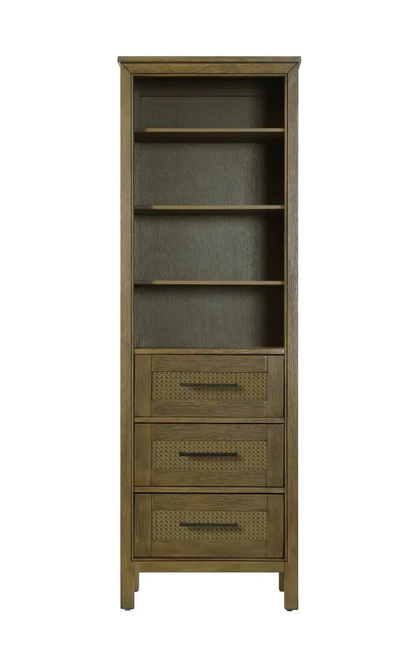 Dimensions
Length: 24"
Width: 18"
Height: 72"
Extension:
Depth:
Table Top Width: 24"
Specifications
Assembly Required: NO
Distressed Finish: NO
Finish (Color): Hazel Oak
Cabinet Material: MDF and Solid wood
Hardware Finish: Black
Harware Material: Aluminum alloy
Product Shape: Rectangle
Product Type: Bathroom Storage Cabinet
Product Warranty: 1 year limited
150
Wire Included: No
Wood Type: rubberwood
Shipment type: LTL
Drawers
Drawers Included: YES
Number of Drawers: 3
False Drawers: NO
Drawer Width: 19.375
Drawer Depth: 15.125
Drawer Height: 8.375
Drawer Handle Designs: Bar pull
Shelves
Number of Shelves: 3
Shelf Width: 21.25
Cabinets
Number of Cabinets: 0
Cabinet Interior Width:
Cabinet Interior Depth:
Cabinet Interior Height: