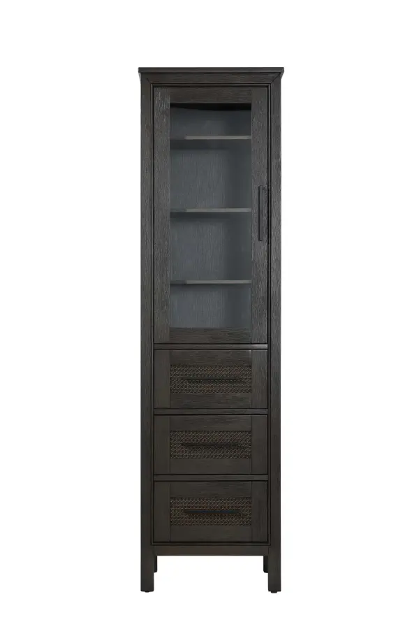 Dimensions
Length: 20"
Width: 18"
Height: 72"
Extension:
Depth:
Table Top Width: 20"
Specifications
Assembly Required: NO
Distressed Finish: NO
Finish (Color): Chocolate Oak
Cabinet Material: MDF and Solid wood and glass
Hardware Finish: Black
Harware Material: Aluminum alloy
Product Shape: Rectangle
Product Type: Bathroom Storage Cabinet
Product Warranty: 1 year limited
143
Wire Included: No
Wood Type: rubberwood
Shipment type: LTL
Drawers
Drawers Included: YES
Number of Drawers: 3
False Drawers: NO
Drawer Width: 15.375
Drawer Depth: 15.125
Drawer Height: 8.375
Drawer Handle Designs: Bar pull
Shelves
Number of Shelves: 3
Shelf Width: 17.25
Cabinets
Number of Cabinets: 1
Cabinet Interior Width: 15.375
Cabinet Interior Depth: 17.32
Cabinet Interior Height: 35.5