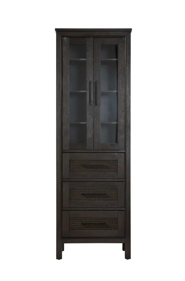Dimensions
Length: 24"
Width: 18"
Height: 72"
Extension:
Depth:
Table Top Width: 24"
Specifications
Assembly Required: NO
Distressed Finish: NO
Finish (Color): Chocolate Oak
Cabinet Material: MDF and Solid wood and glass
Hardware Finish: Black
Harware Material: Aluminum alloy
Product Shape: Rectangle
Product Type: Bathroom Storage Cabinet
Product Warranty: 1 year limited
158
Wire Included: No
Wood Type: rubberwood
Shipment type: LTL
Drawers
Drawers Included: YES
Number of Drawers: 3
False Drawers: NO
Drawer Width: 19.375
Drawer Depth: 15.125
Drawer Height: 8.375
Drawer Handle Designs: Bar pull
Shelves
Number of Shelves: 3
Shelf Width: 21.25
Cabinets
Number of Cabinets: 1
Cabinet Interior Width: 19.375
Cabinet Interior Depth: 17.32
Cabinet Interior Height: 35.5