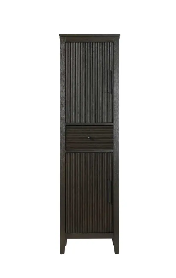 Dimensions
Length: 20"
Width: 18"
Height: 72"
Extension:
Depth:
Table Top Width: 20"
Specifications
Assembly Required: NO
Distressed Finish: NO
Finish (Color): Chocolate Oak
Cabinet Material: MDF and Solid wood
Hardware Finish: Black
Harware Material: Aluminum alloy
Product Shape: Rectangle
Product Type: Bathroom Storage Cabinet
Product Warranty: 1 year limited
128
Wire Included: No
Wood Type: rubberwood
Shipment type: LTL
Drawers
Drawers Included: YES
Number of Drawers: 1
False Drawers: NO
Drawer Width: 15.375
Drawer Depth: 15.125
Drawer Height: 7.625
Drawer Handle Designs: knob
Shelves
Number of Shelves: 2
Shelf Width: 17.25
Cabinets
Number of Cabinets: 2
Cabinet Interior Width: 15.5
Cabinet Interior Depth: 17.32
Cabinet Interior Height: 26.875,27.125