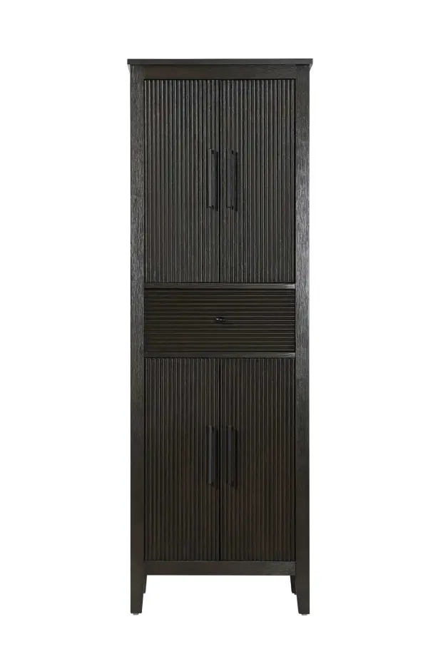 Dimensions
Length: 24"
Width: 18"
Height: 72"
Extension:
Depth:
Table Top Width: 24"
Specifications
Assembly Required: NO
Distressed Finish: NO
Finish (Color): Chocolate Oak
Cabinet Material: MDF and Solid wood
Hardware Finish: Black
Harware Material: Aluminum alloy
Product Shape: Rectangle
Product Type: Bathroom Storage Cabinet
Product Warranty: 1 year limited
141
Wire Included: No
Wood Type: rubberwood
Shipment type: LTL
Drawers
Drawers Included: YES
Number of Drawers: 1
False Drawers: NO
Drawer Width: 19.375
Drawer Depth: 15.125
Drawer Height: 7.625
Drawer Handle Designs: knob
Shelves
Number of Shelves: 2
Shelf Width: 21.25
Cabinets
Number of Cabinets: 2
Cabinet Interior Width: 19.5
Cabinet Interior Depth: 17.32
Cabinet Interior Height: 26.875,27.125