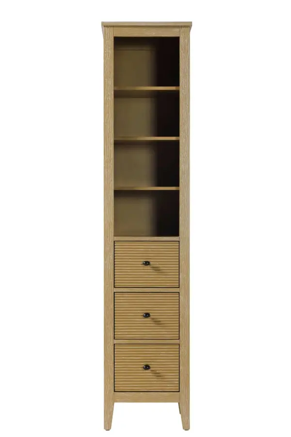 Dimensions
Length: 16"
Width: 18"
Height: 72"
Extension:
Depth:
Table Top Width: 16"
Specifications
Assembly Required: NO
Distressed Finish: NO
Finish (Color): Linen oak
Cabinet Material: MDF and Solid wood
Hardware Finish: Black
Harware Material: Aluminum alloy
Product Shape: Rectangle
Product Type: Bathroom Storage Cabinet
Product Warranty: 1 year limited
119
Wire Included: No
Wood Type: rubberwood
Shipment type: LTL
Drawers
Drawers Included: YES
Number of Drawers: 3
False Drawers: NO
Drawer Width: 11.25
Drawer Depth: 15.125
Drawer Height: 8.375
Drawer Handle Designs: knob
Shelves
Number of Shelves: 3
Shelf Width: 13.25
Cabinets
Number of Cabinets: 0
Cabinet Interior Width:
Cabinet Interior Depth:
Cabinet Interior Height: