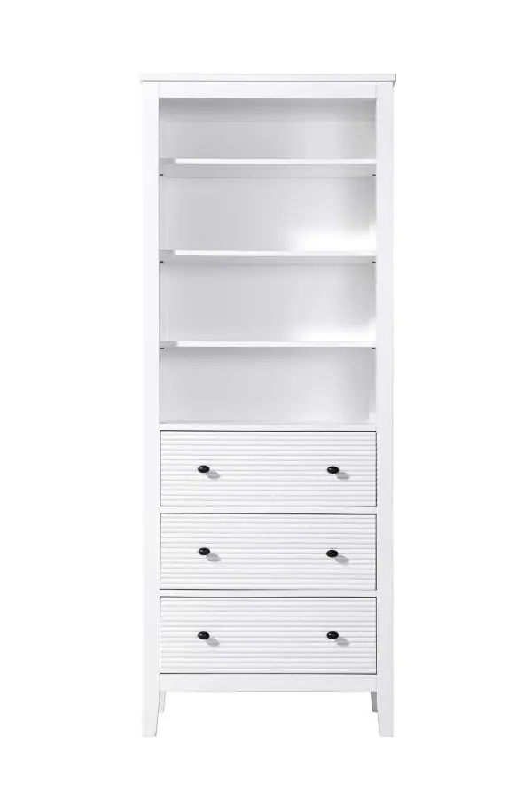 Dimensions
Length: 28"
Width: 18"
Height: 72"
Extension:
Depth:
Table Top Width: 28"
Specifications
Assembly Required: NO
Distressed Finish: NO
Finish (Color): White
Cabinet Material: MDF and Solid wood
Hardware Finish: Black
Harware Material: Aluminum alloy
Product Shape: Rectangle
Product Type: Bathroom Storage Cabinet
Product Warranty: 1 year limited
161
Wire Included: No
Wood Type: rubberwood
Shipment type: LTL
Drawers
Drawers Included: YES
Number of Drawers: 3
False Drawers: NO
Drawer Width: 23.25
Drawer Depth: 15.125
Drawer Height: 8.375
Drawer Handle Designs: knob
Shelves
Number of Shelves: 3
Shelf Width: 25.25
Cabinets
Number of Cabinets: 0
Cabinet Interior Width:
Cabinet Interior Depth:
Cabinet Interior Height: