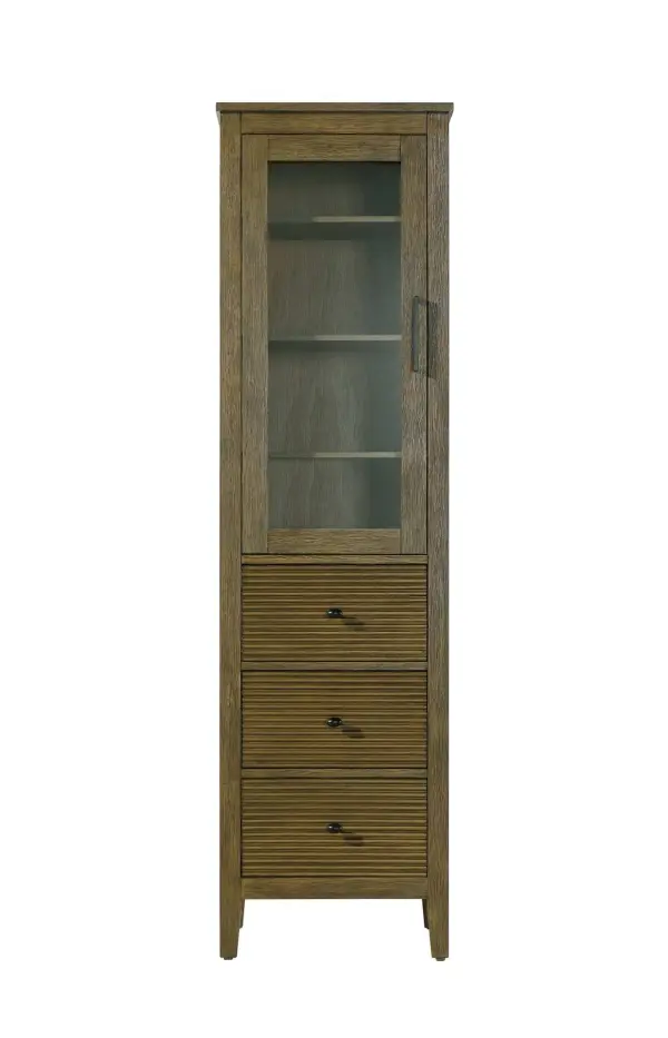 Dimensions
Length: 20"
Width: 18"
Height: 72"
Extension:
Depth:
Table Top Width: 20"
Specifications
Assembly Required: NO
Distressed Finish: NO
Finish (Color): Hazel Oak
Cabinet Material: MDF and Solid wood and glass
Hardware Finish: Black
Harware Material: Aluminum alloy
Product Shape: Rectangle
Product Type: Bathroom Storage Cabinet
Product Warranty: 1 year limited
143
Wire Included: No
Wood Type: rubberwood
Shipment type: LTL
Drawers
Drawers Included: YES
Number of Drawers: 3
False Drawers: NO
Drawer Width: 15.375
Drawer Depth: 15.125
Drawer Height: 9.75
Drawer Handle Designs: knob
Shelves
Number of Shelves: 3
Shelf Width: 17.25
Cabinets
Number of Cabinets: 1
Cabinet Interior Width: 15.5
Cabinet Interior Depth: 17.32
Cabinet Interior Height: 31.375