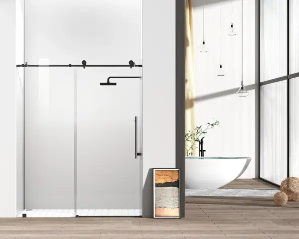 The Raleigh shower door combines contemporary design with practical functionality. Its frameless construction and matte black hardware create a sleek, spa-like aesthetic while tempered glass and heavy-duty hinges ensure durability.