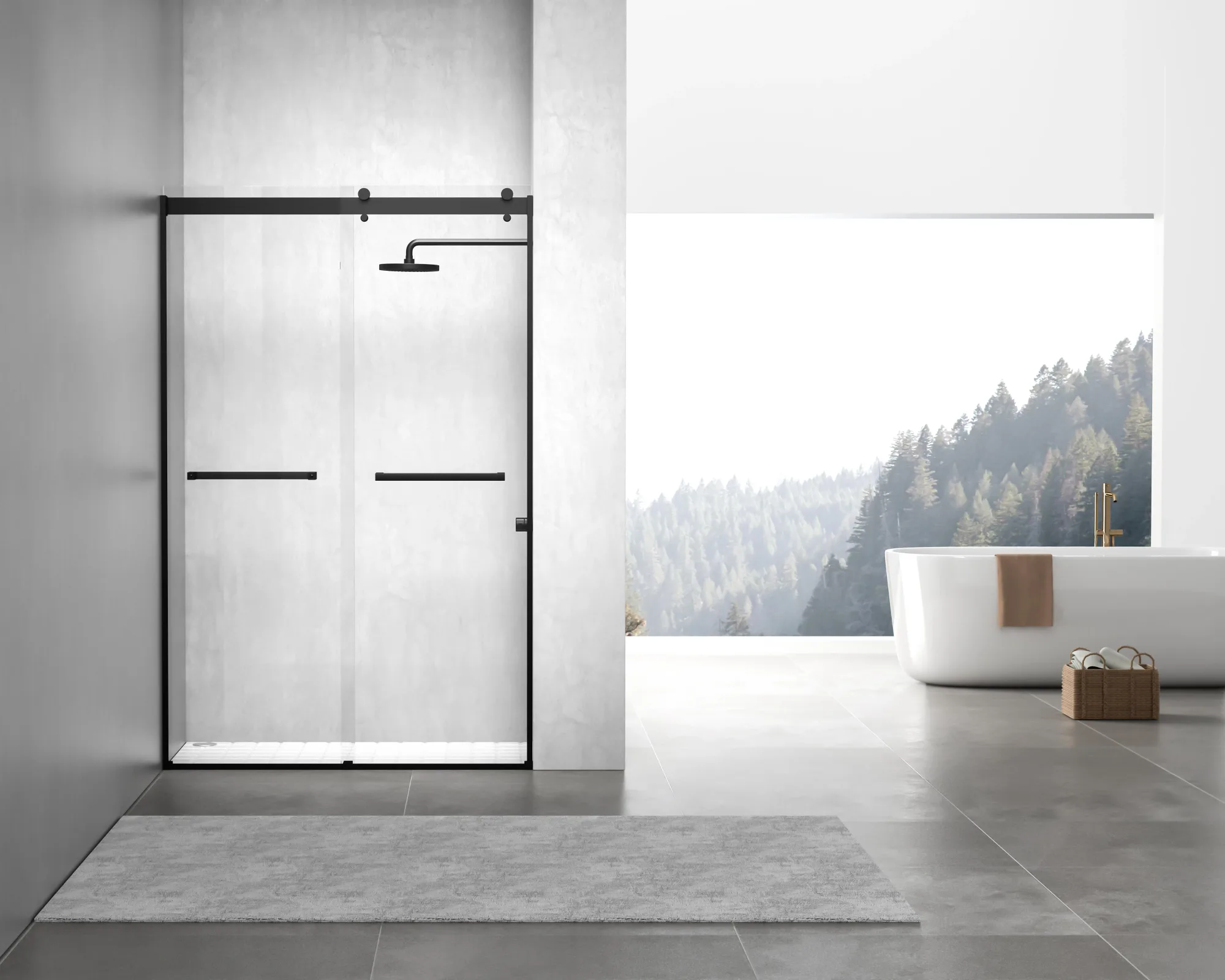 Hamilton Frameless Sliding Shower Door in Matte Black