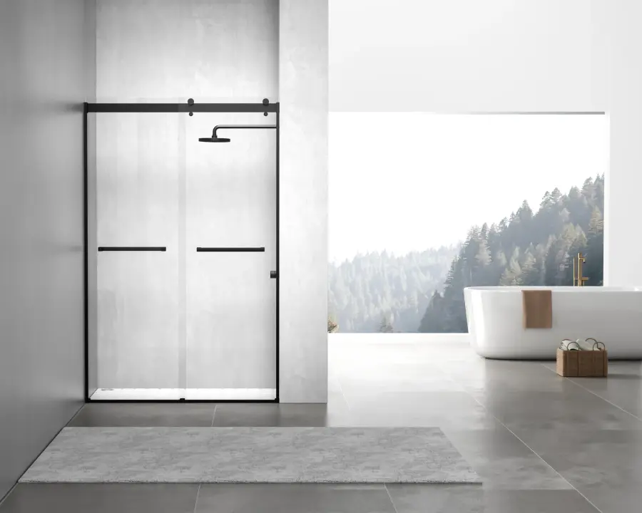 Hamilton Frameless Sliding Shower Door in Matte Black - Image 1